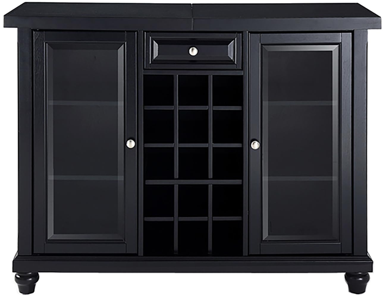 Crosley Furniture Cambridge Sliding Top Bar Cabinet with Storage Shelves, Drawer, and Wine Rack, Black