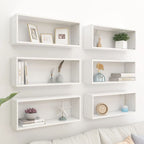 vidaXL Wall Cube Shelves 6 pcs White 23.6"x5.9"x9.1" Engineered Wood