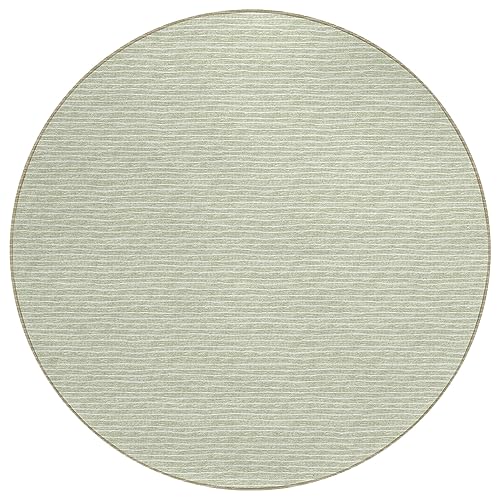 Dalyn Rugs Laidley La1 Green 6' X 6' Indoor Outdoor Round Rug, Easy Clean, Machine Washable, Non Shedding, Bedroom, Living Room, Dining Room, Kitchen, Patio Rug