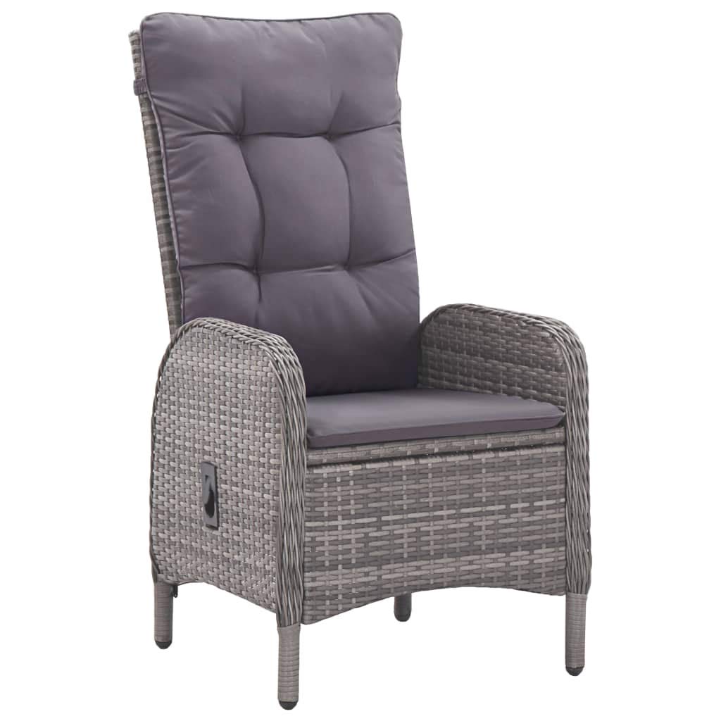 vidaXL Solid Acacia Wood Patio Dining Set 3 Piece Garden Outdoor Lawn Terrace Wooden Seat Seating Sitting Dinner Chair Furniture Poly Rattan Gray