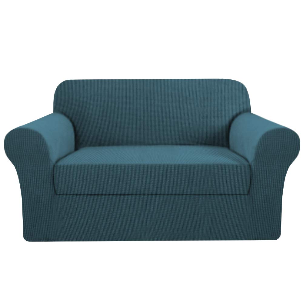 H.Versailtex Loveseat Slipcover 2 Piece Stretch Loveseat Cover Couch Cover|Sofa Cover Suit For T Cushion/Box Cushion, Feature Sm