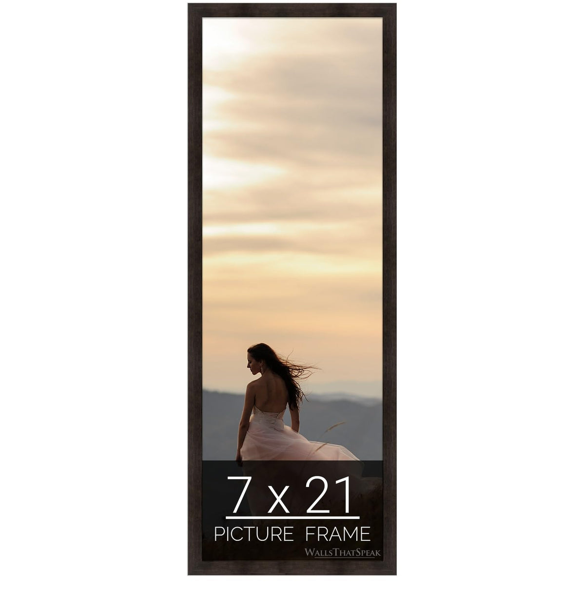 wallsthatspeak 7x21 Espresso Brown Picture Frame for Puzzles Posters Photos or Artwork
