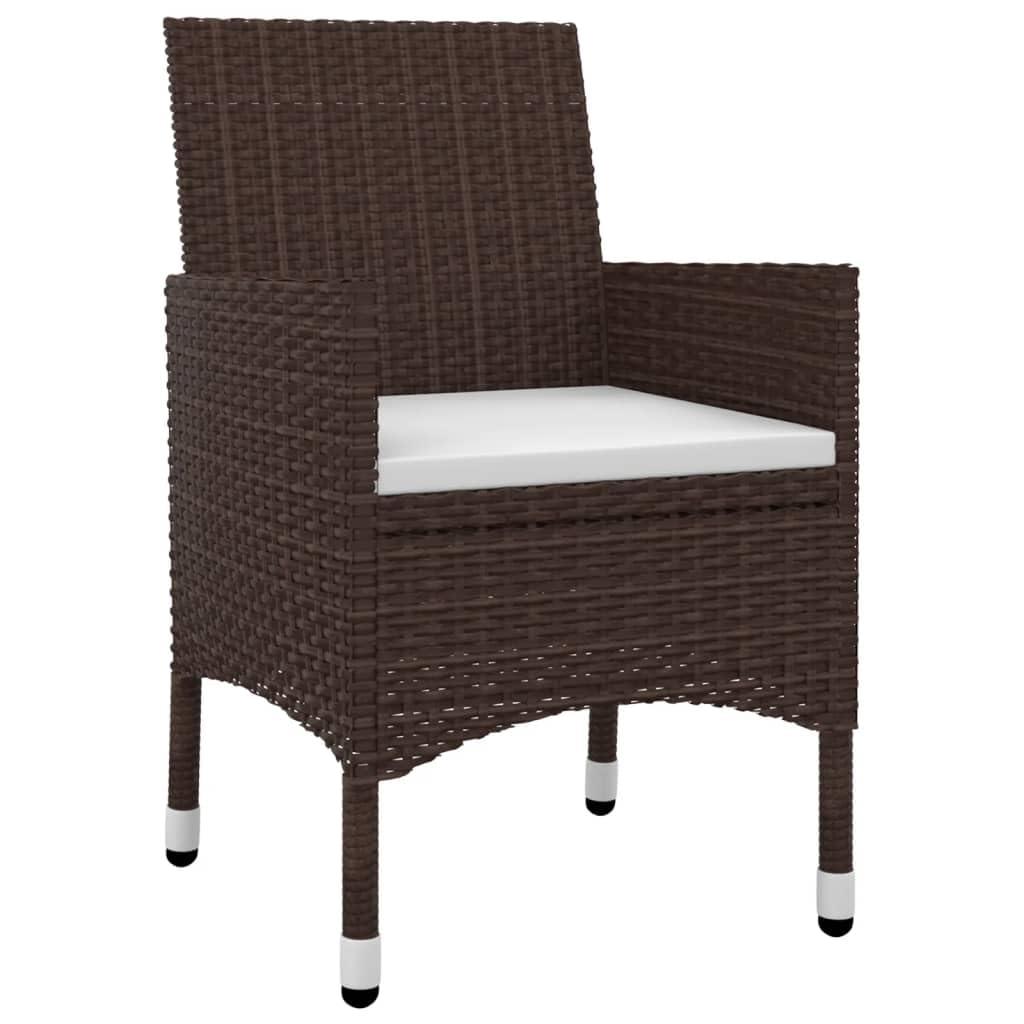 vidaXL Durable Outdoor Patio Dining Set - 5 Piece Weather-Resistant PE Rattan Chair and Glass Table Set - Brown and Cream White with Black Table