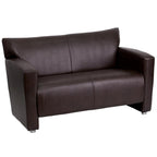 Flash Furniture Hercules Majesty Series Reception Set In Brown Leathersoft