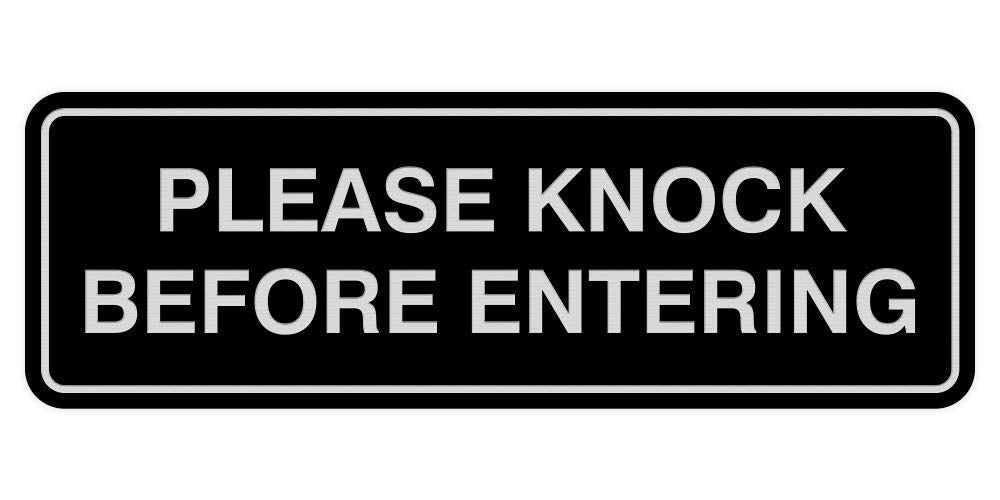 Standard Please Knock Before Entering Sign - Black/Silver - Medium 1 P ...