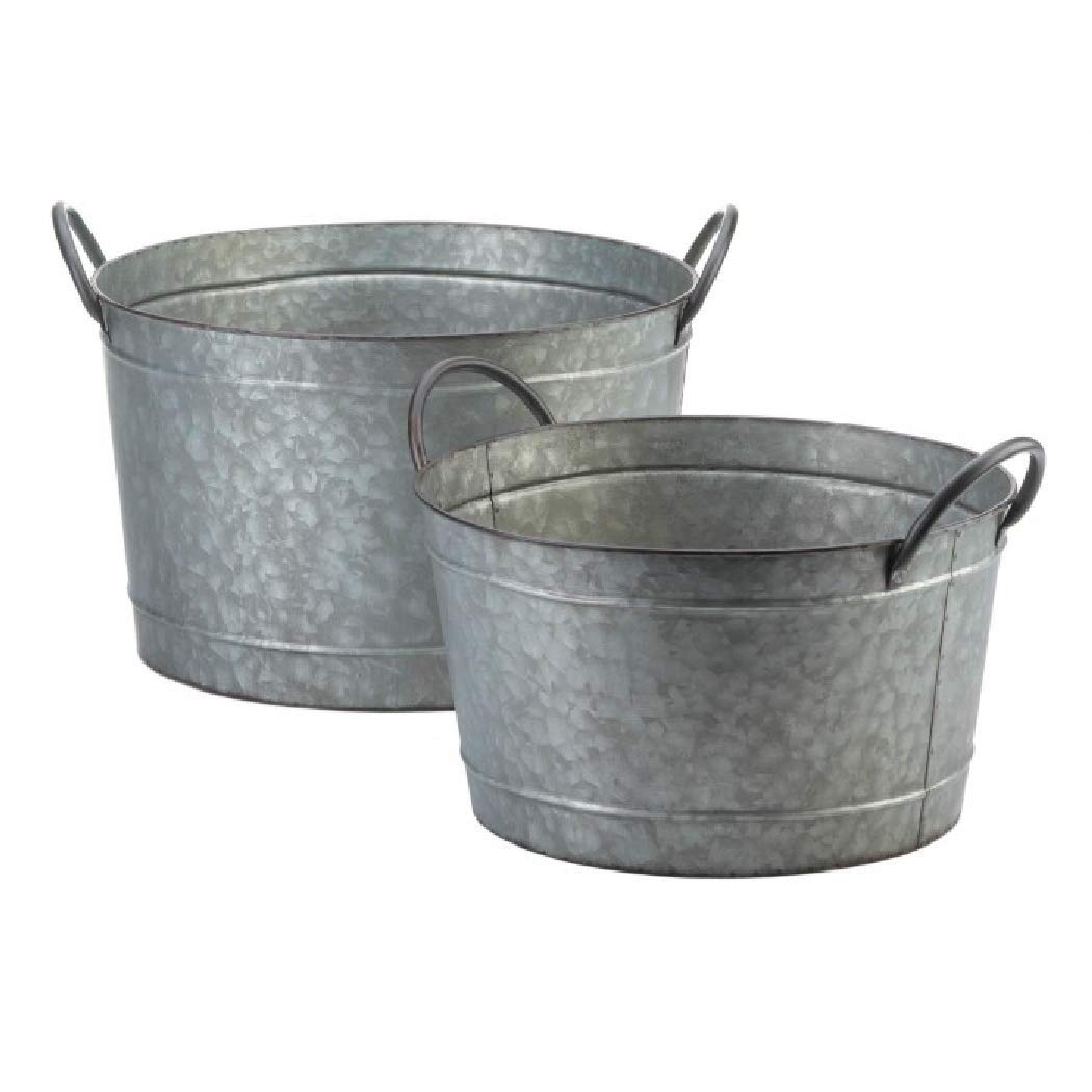 Summerfield Terrace 10018859 Galvanized Bucket Planter Duo Set, White