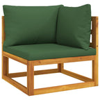 vidaXL 10 Piece Patio Lounge Set with Green Cushions Solid Wood