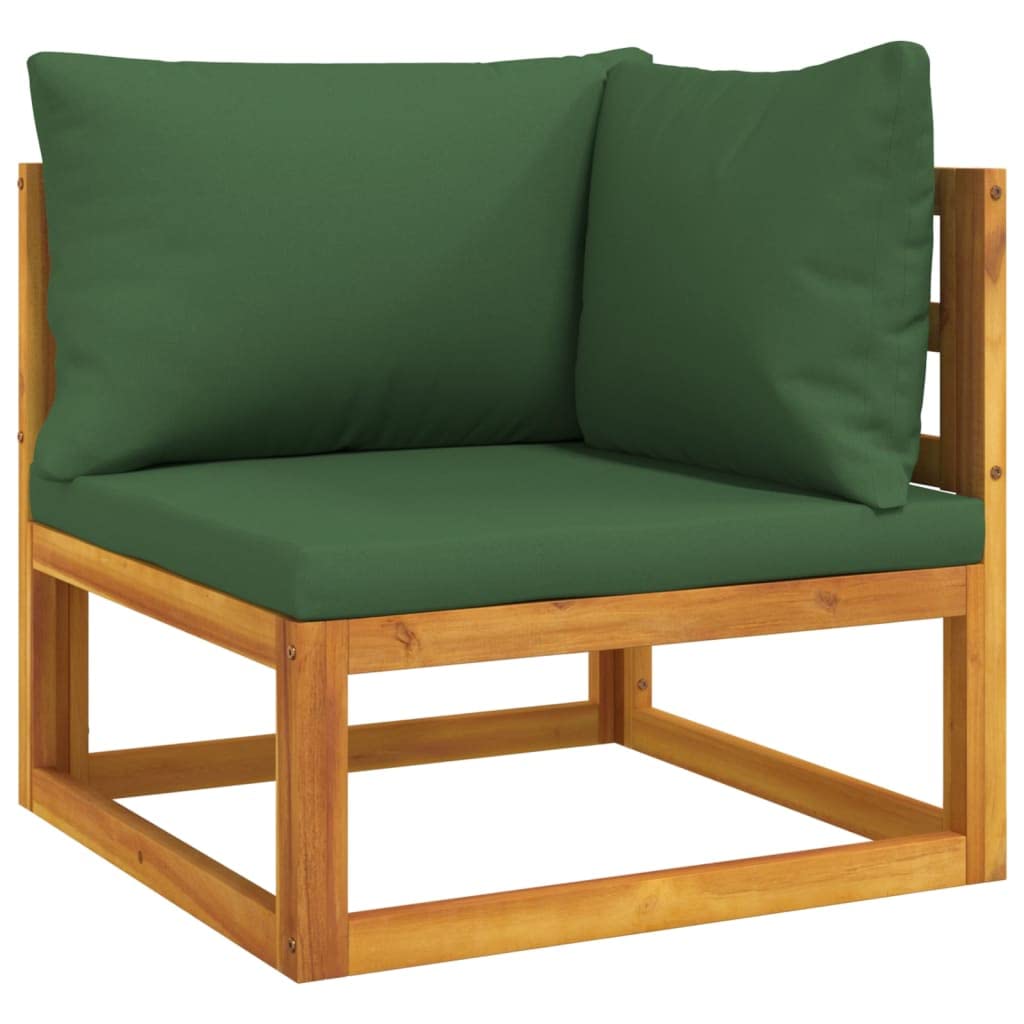 vidaXL 10 Piece Patio Lounge Set with Green Cushions Solid Wood