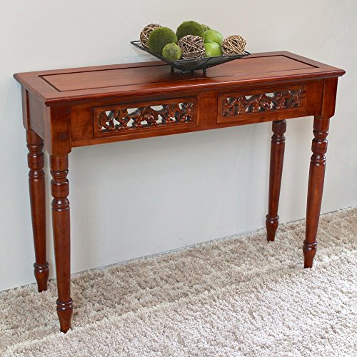 International Caravan Furniture Piece Carved Two Drawer Table
