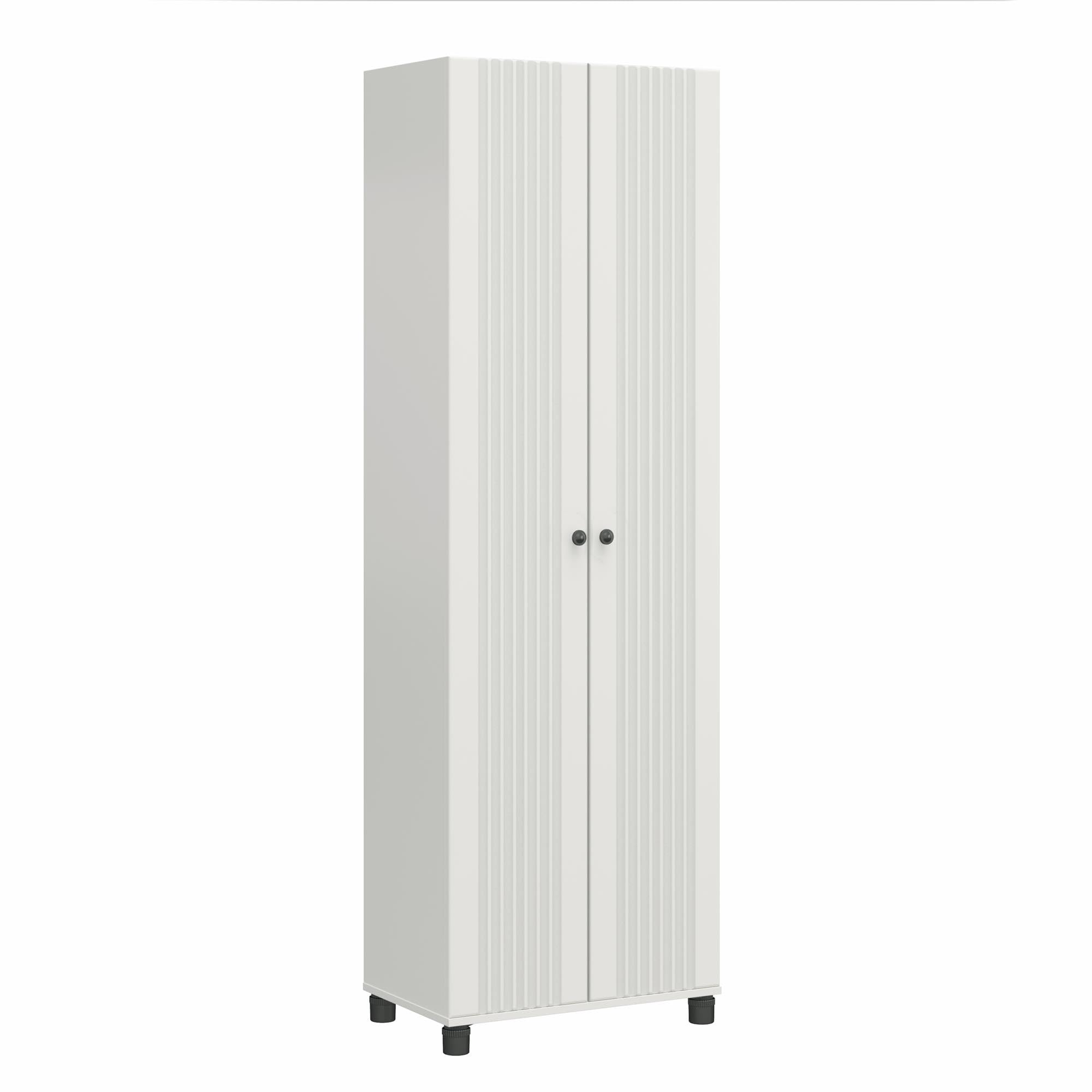Systembuild Evolution Kendall Fluted 24' Wide 2 Door Storage Cabinet, White