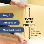Extra Deep Pocket Twin Xl Sheets - 3 Piece Breathable & Cooling Bed Sheets - Hotel Luxury Bed Sheet Set - Soft, Wrinkle Free & Comfy - Easily Fits Extra Deep Mattresses - Deep Pocket Yellow Sheets Set