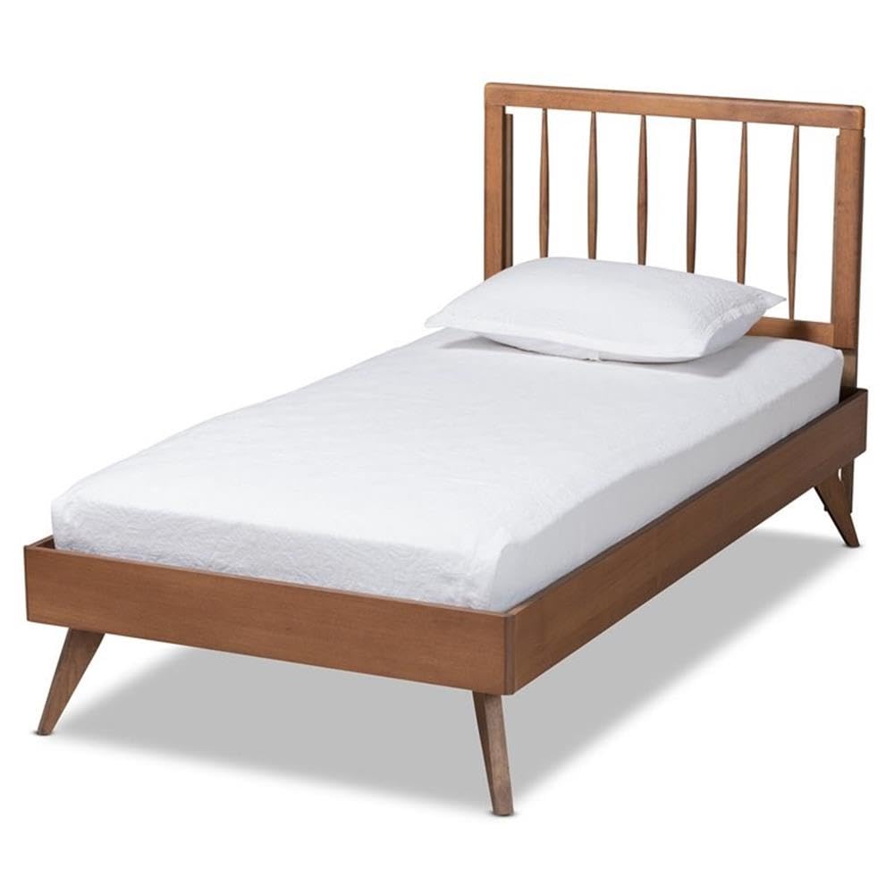 Baxton Studio Toru Mid-Century Modern Ash Walnut Finished Wood Twin Size Platform Bed