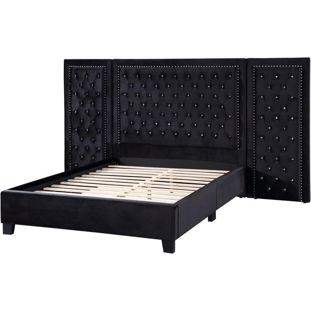 Acme Damazy Eastern King Bed in Black Velvet