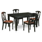 East West Furniture WEKE5-BLK-LC 5 Piece Dinette Set for 4 Includes a Rectangle Dining Table with Butterfly Leaf and 4 Faux Leather Dining Room Chairs, 42x60 Inch, Black