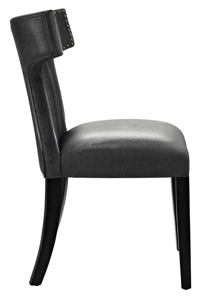 Modway Curve Vinyl Set Of 2, Two Dining Chairs, Black