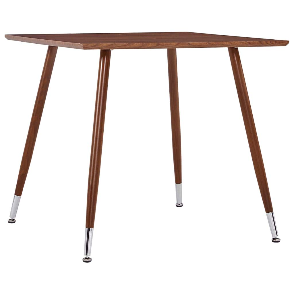 vidaXL Brown Square Dining Table 31.7&quot; with Steel Legs, Retro MDF Tabletop, Kitchen & Dining Room Furniture, Easy to Clean, Assembly Required.