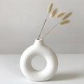 Eastern Rock White Ceramic Vases for Pampas Grass,Water Drop Design Doughnut vase Modern Home Decor Minimalist Nordic Boho Ins S