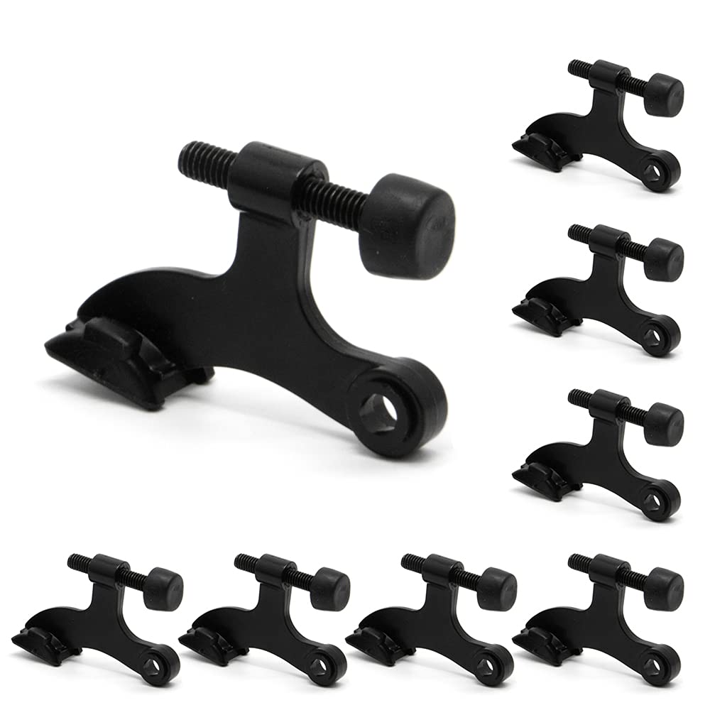 8 Pack Hinge Pin Black Door Stopper, Adjustable Heavy Duty Hinge Pin Door Stop With Black Rubber Bumper Tips
