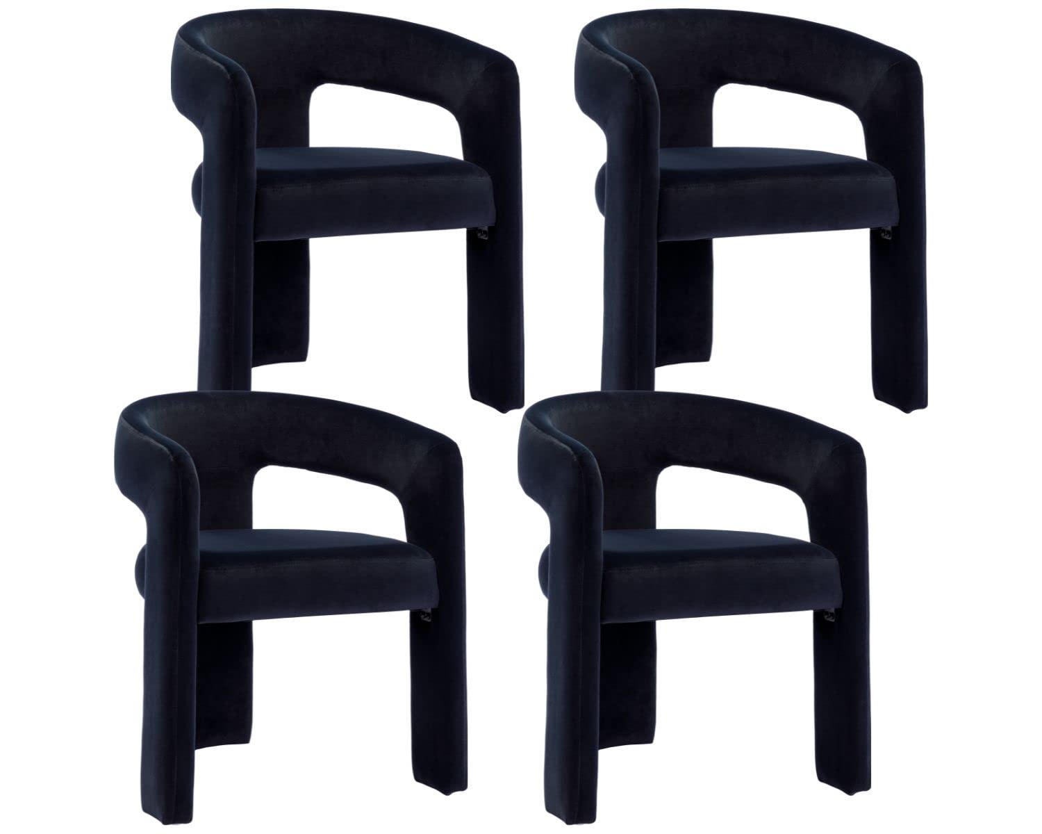 Rivova Modern Barrel Dining Chairs Set Of 4, Velvet Upholstered Accent Side Chair With Arms Comfy Makeup Vanity Chairs, Dining L