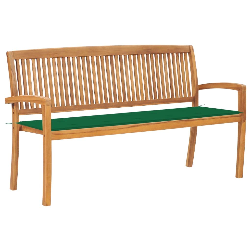 vidaXL Outdoor Stacking Patio Bench with Cushion - Thumbnail 3