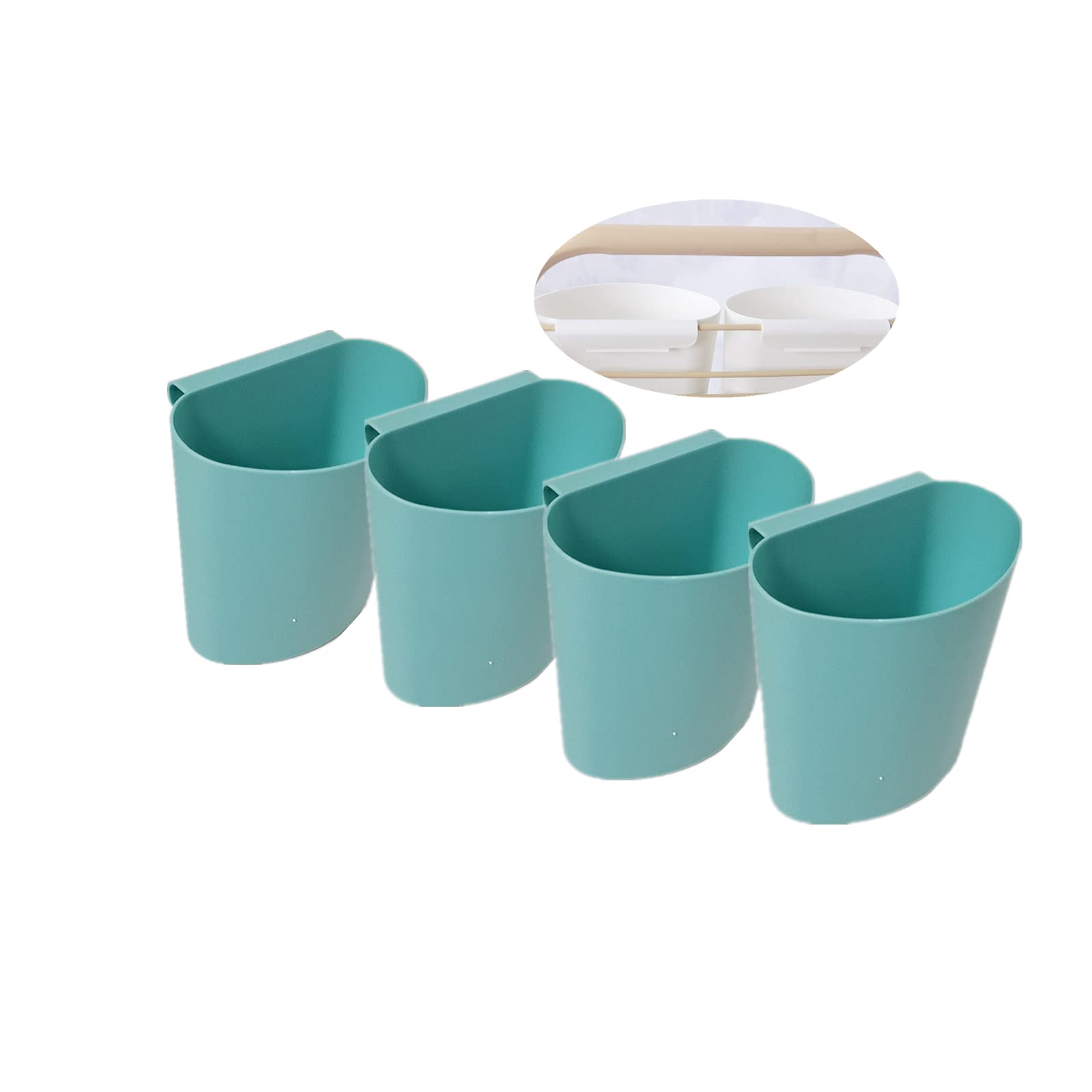 Rikyo 4Pcs Hanging Cup Holder,Rolling Cart Accessories,Plant Containers,Hanging Flower Pots,Space Saver,Storage Bucket,Pencil Ho