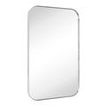 EGHOME 24x36   Brushed Nickel Rounded Rectangle Bathroom Vanity Wall Mirror Silver Stainless Steel Metal Framed Rectangular Ba