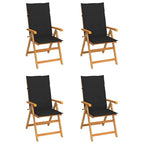 vidaXL 4X Solid Teak Wood Patio Chairs with Black Cushions Wooden Chair Garden Outdoor Seating Decoration Chair Terrance Backyard Furniture