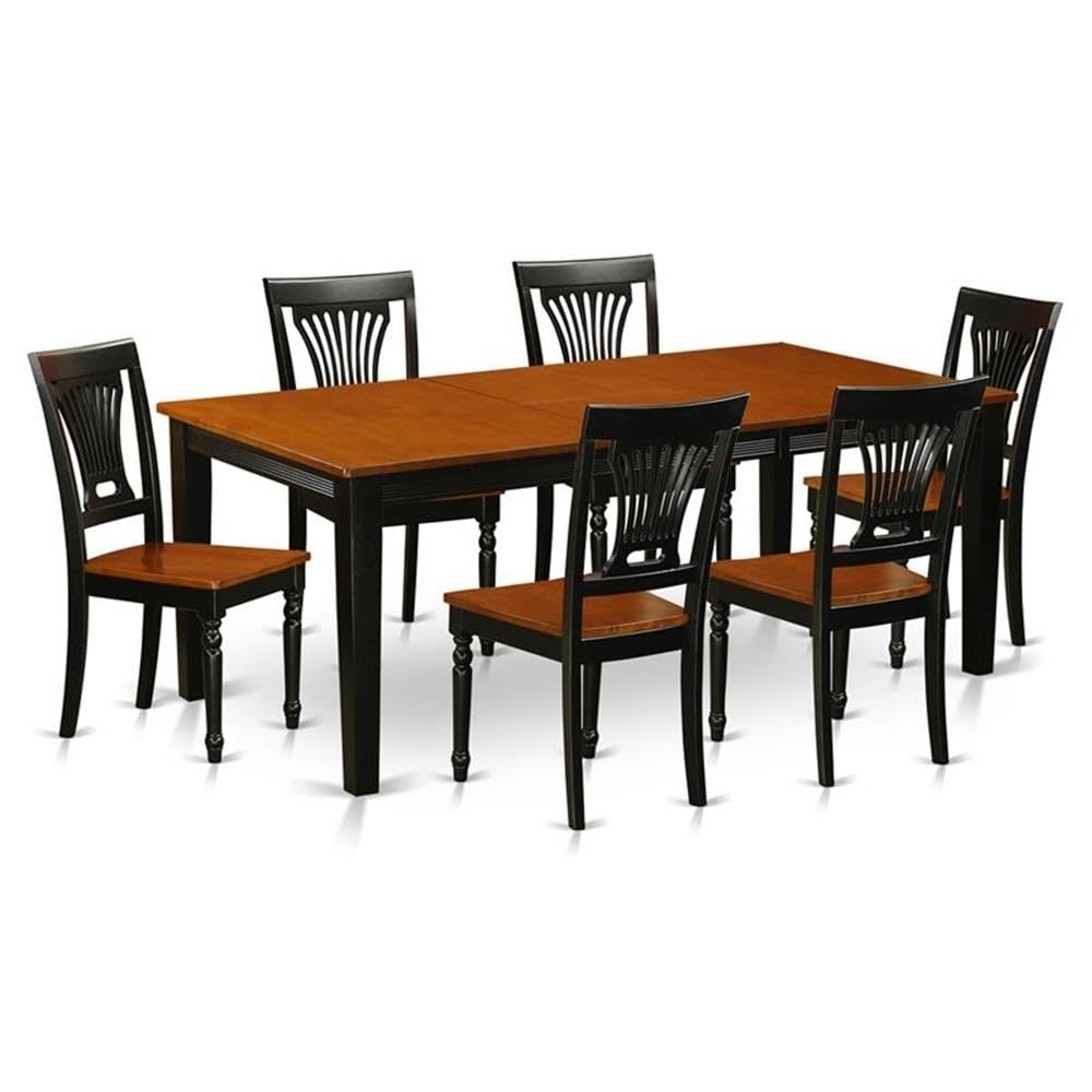 East West Furniture QUPL7-BCH-W 7 Piece Modern Dining Table Set Consist of a Rectangle Wooden Table with Butterfly Leaf and 6 Dining Room Chairs, 40x78 Inch, Black & Cherry