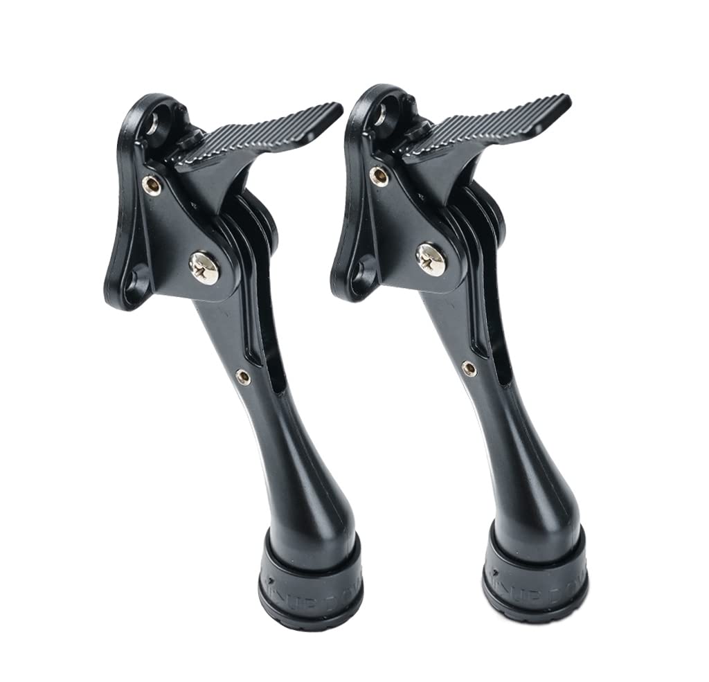 Home&I One Touch Easy Pedal Door Stop Stopper Height Adjustable Kick Down Door Stop With Rubber Tip Spring Lever Screw Type (2 P