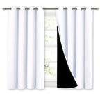 Nicetown White 100% Blackout Curtains 45 Inches Long, 2 Thick Layers Completely Blackout Window Treatment Thermal Insulated Line