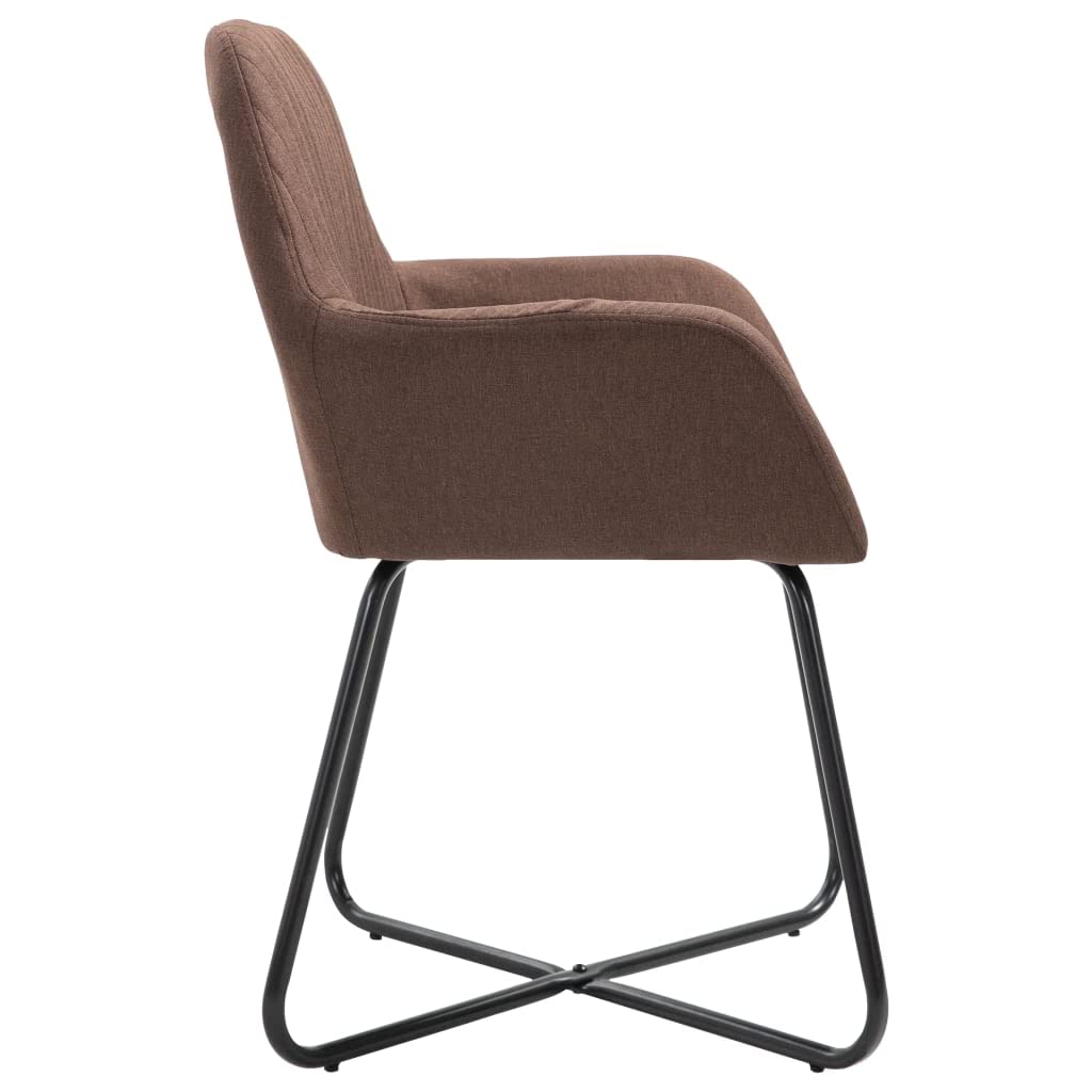 vidaXL Modern Dining Chairs - Brown Fabric with Armrests and Backrest - Stable and Comfortable Seating - Set of 2