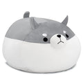 Cuebear Stuffed Animal Storage Bean Bag Chair Cover For Kids Grey Shiba Inu Dog Bean Bag Chair For Girls X-Large Size Toy Organizer Cover Only Without Filling