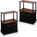 Furinno Go Green 3-Tier 2-Bins Multipurpose Storage Shelf, 2-Pack, Dark Cherry/Black