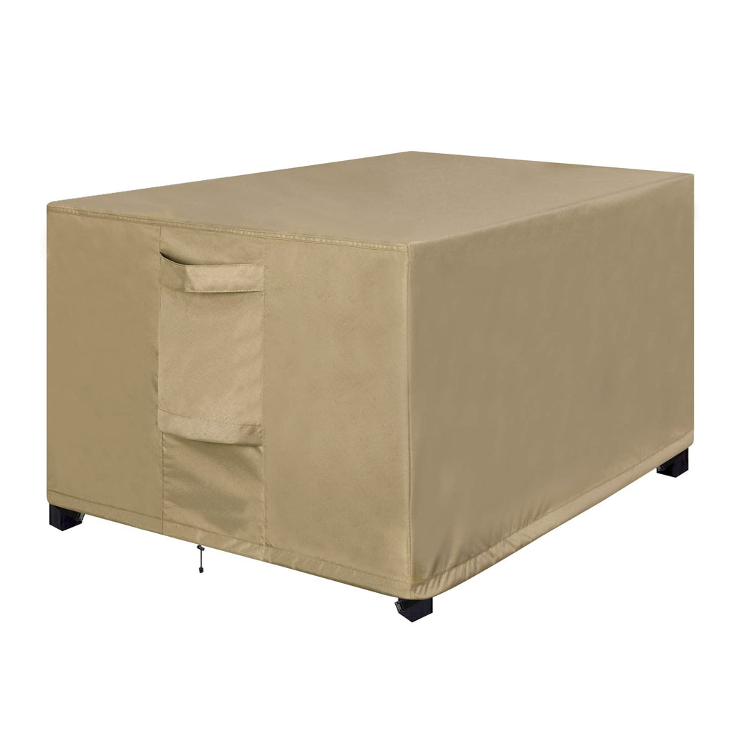 Outdoorlines Outdoor Waterproof Patio Ottoman Covers - Rectangle Uv-Proof Patio Side Table Cover Windproof Heavy-Duty Furniture Covering Protector 28L X 22W X 17H Inch, Camel