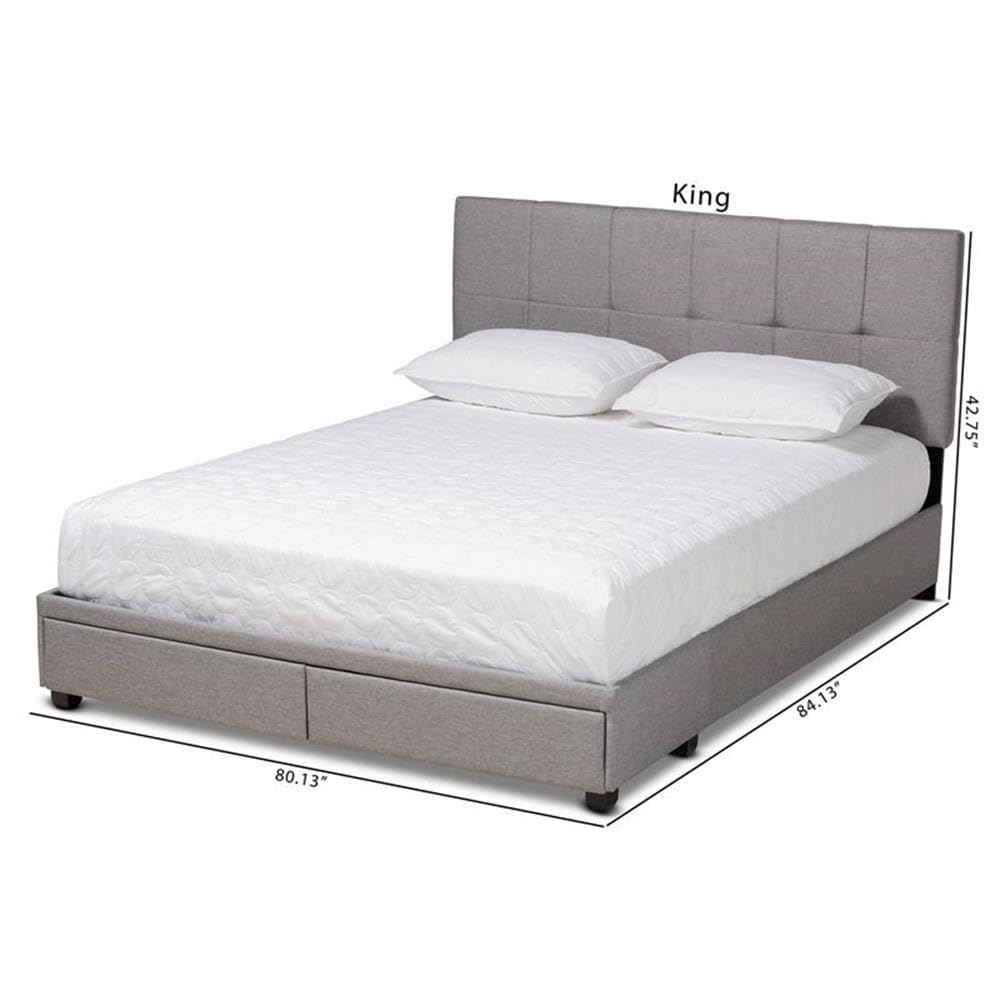 Baxton Studio Netti Fabric Upholstered King Size Platform Storage Bed - Thumbnail 3