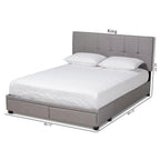 Baxton Studio Netti Light Grey Fabric Upholstered 2-Drawer King Size Platform Storage Bed