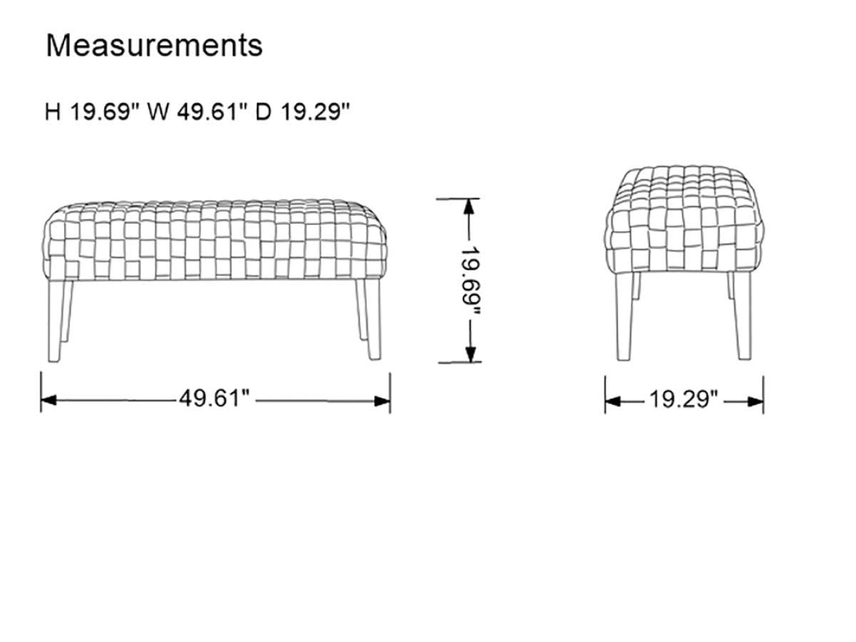 HomeRoots Rectangular Modern Light Teal Textured Velvet Bench with Acrylic Legs
