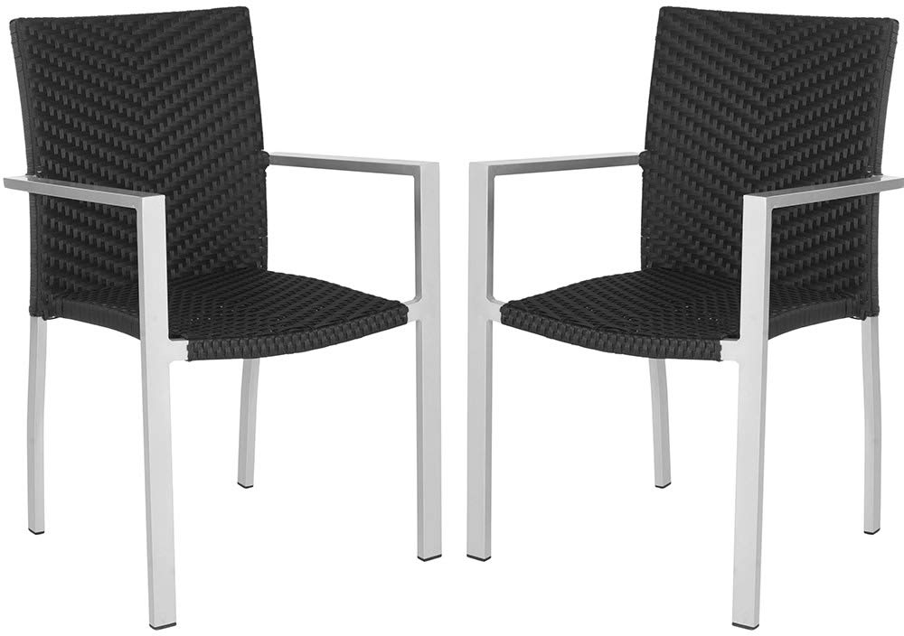 Safavieh Home Collection Cordova Black Indoor-Outdoor Stacking Arm Chair