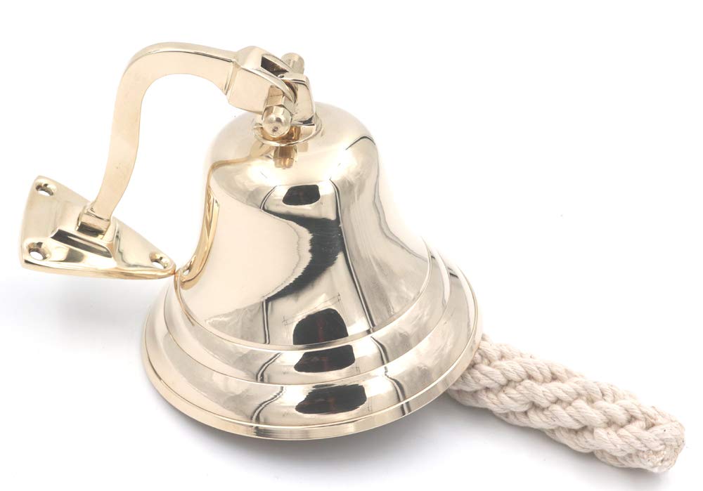 THDC Solid Brass Ship Last Orders Pub Door School Dinner Reception Home Decor Wall Mountable Bell (5'')