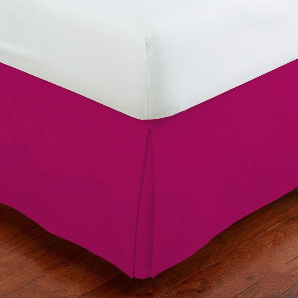 Queen Size Luxury Tailored Bed Skirt 14'' Drop Pleated Styling Dust Ruffled Solid Hot Pink New
