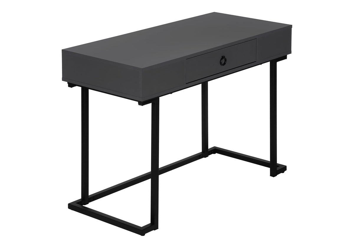 Monarch Specialties 7386 Computer Desk, Home Office, Laptop, Storage Drawers, 42&quot; L, Work, Metal, Laminate, Contemporary, Desk-42 L Modern Grey Black, 41.75&quot; L x 19.75&quot; W x 30&quot; H