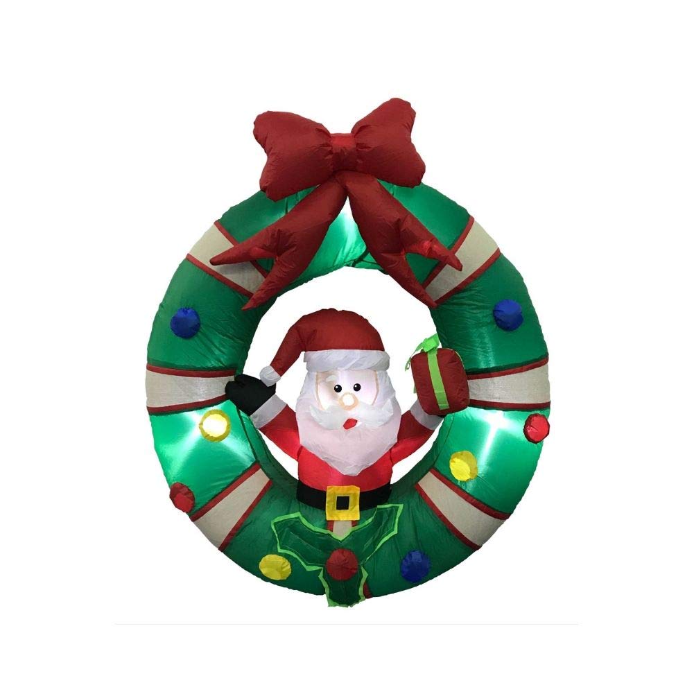 Impact Canopy Inflatable Outdoor Christmas Decoration, Lighted Santa With Wreath, 4.5 Feet Tall
