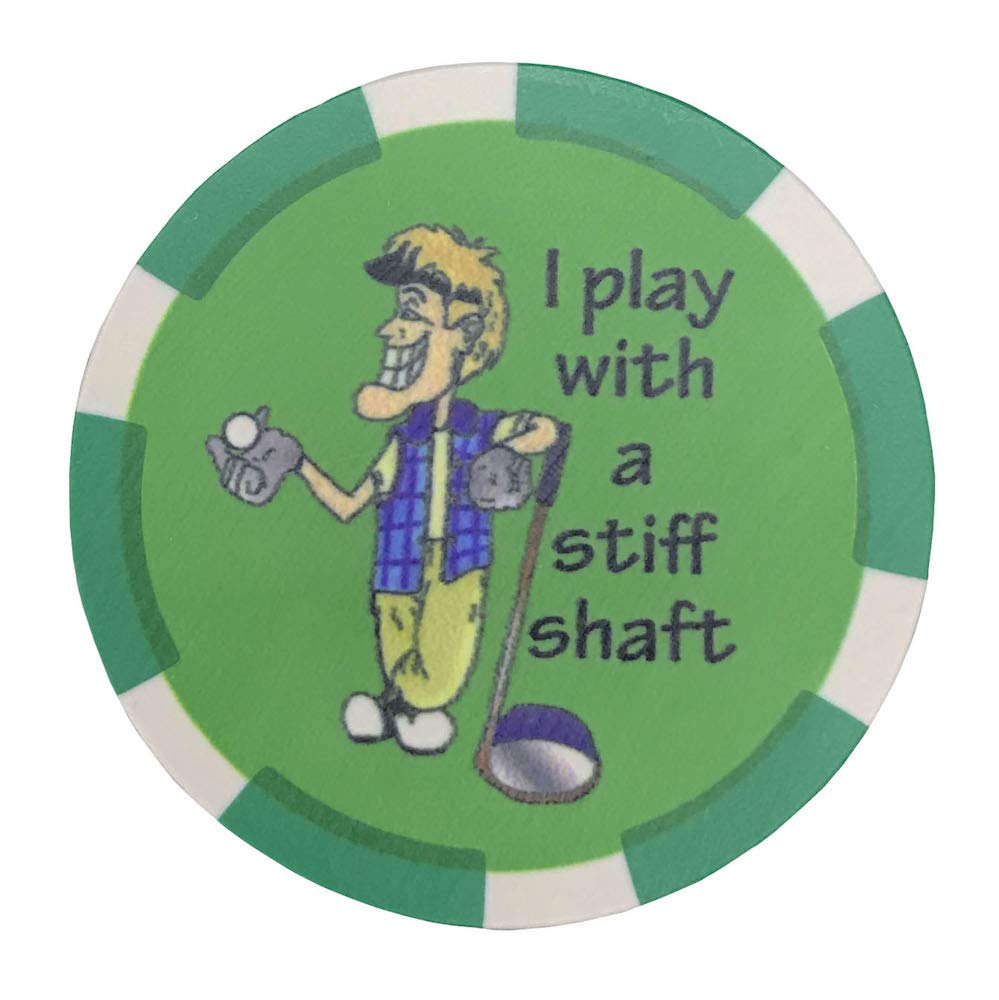 Giggle Golf I Play With A Stiff Shaft Waffle Golf Towel, Poker Chip, And Can Cooler | Funny Golf Towel