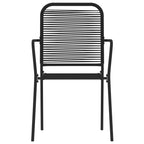 vidaXL Outdoor Dining Set - Elegant 9 Piece Patio Furniture - Black Steel Frame with Twined Cotton Rope Chairs and Glass Tabletop