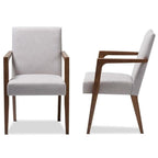 Baxton Studio Andrea Upholstered Arm Chair in Gray Beige (Set of 2)