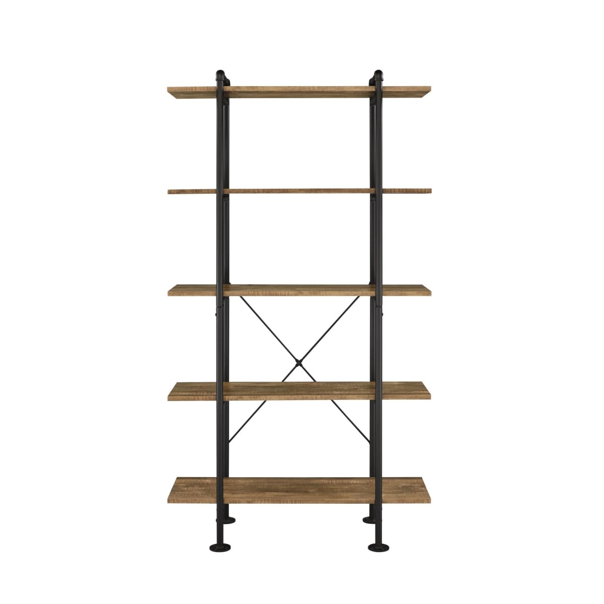 HomeRoots 486323 73 in. Metal Five Tier Etagere Bookcase Brown & Black