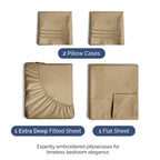 Extra Deep Pocket Queen Sheets - 4 Piece Breathable & Cooling Bed Sheets - Hotel Luxury Bed Sheet Set - Soft, Wrinkle Free & Comfy - Easily Fits Extra Deep Mattresses - Deep Pocket Beige Sheets Set