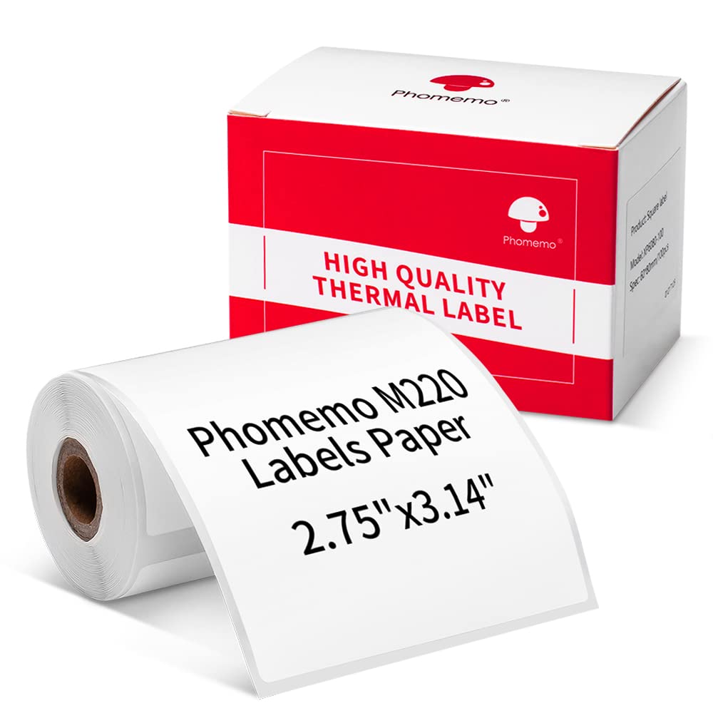 Phomemo Multi-Purpose Square Self-Adhesive Label For Phomemo M200/M220 Label Printer 2.75' X 3.14'(70X80Mm), 100 Labels/Roll B