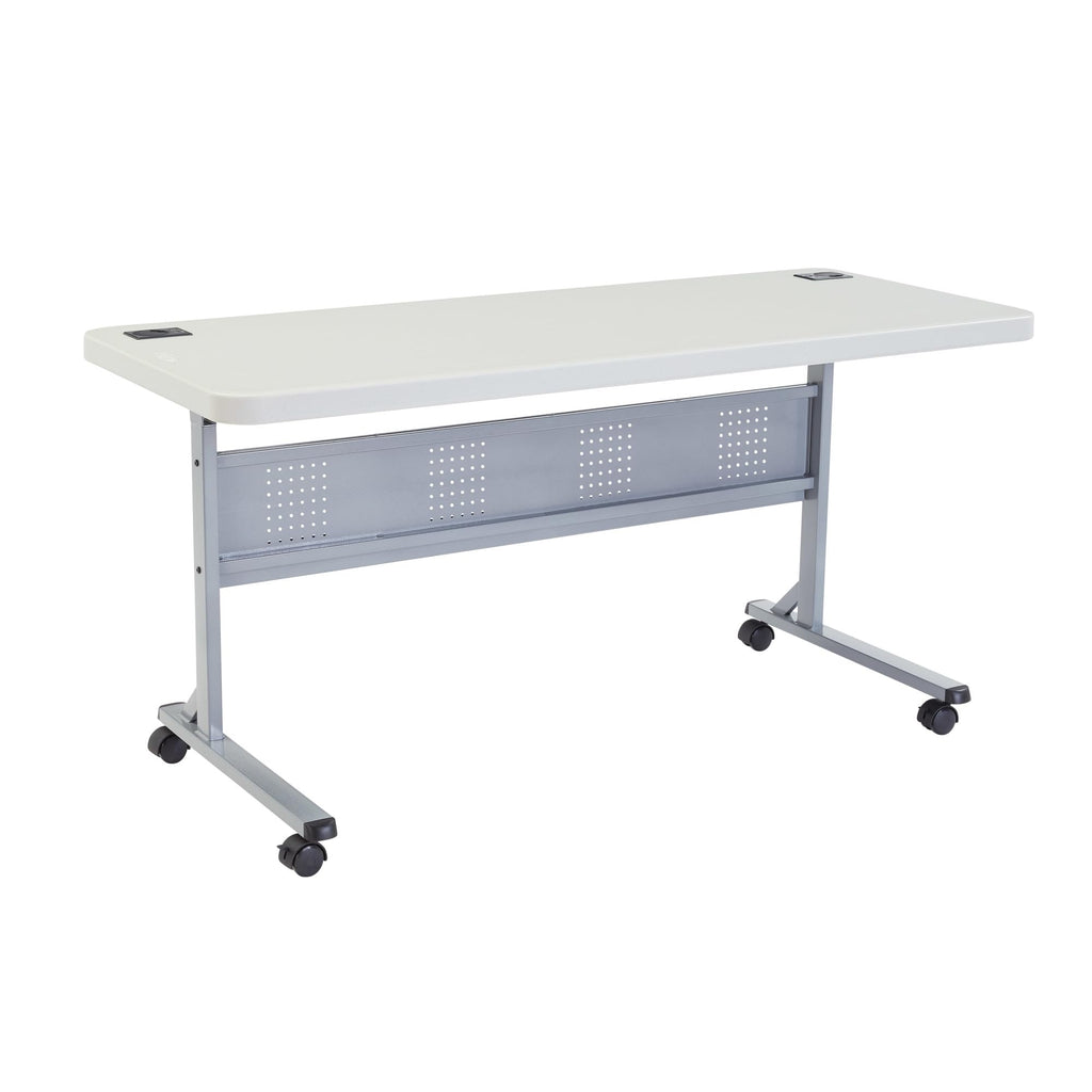 National Public Seating NPS BPFT Series 24x60 Plastic Flip-N-Store Training Table in Speckled Gray