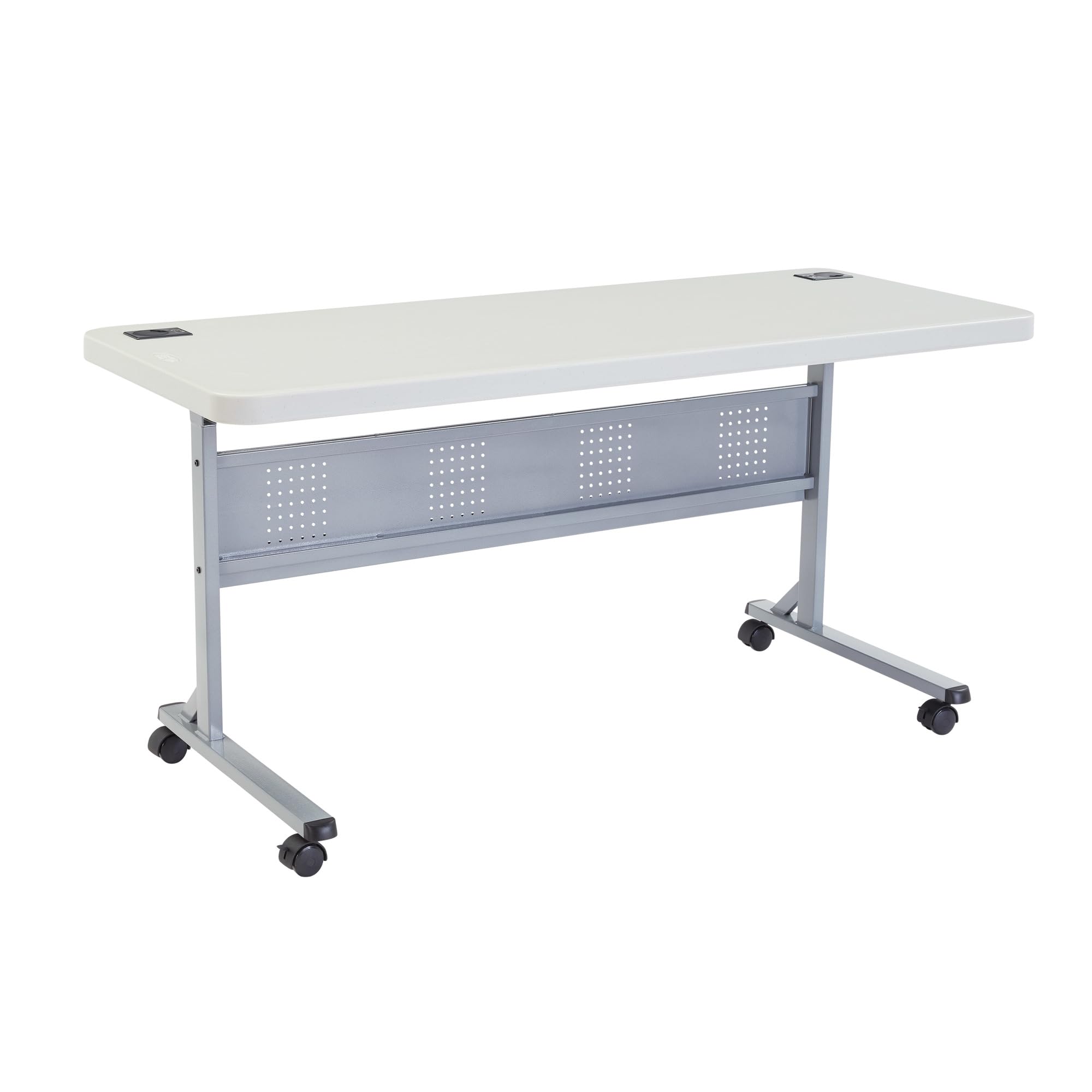 National Public Seating NPS BPFT Series 24x60 Plastic Flip-N-Store Training Table in Speckled Gray